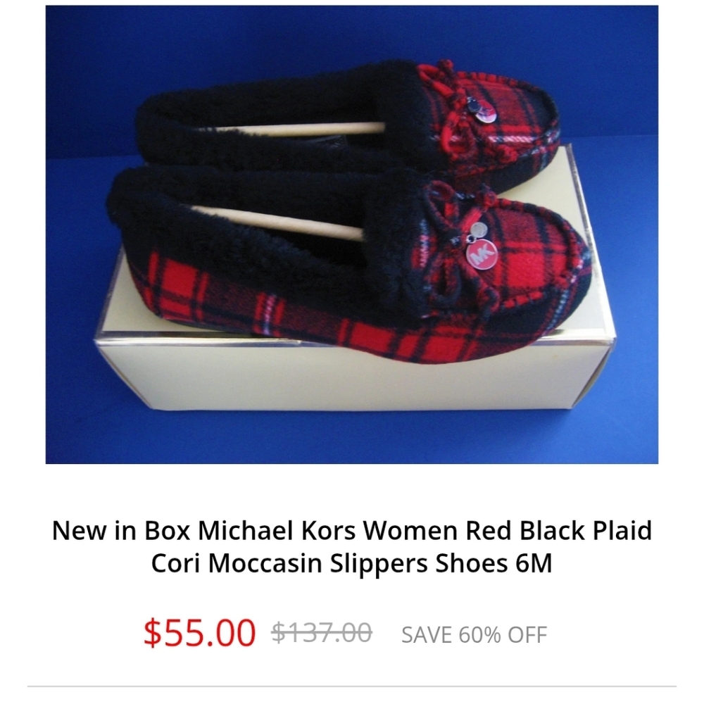 Michael Kors Red/Black "Cori" Moccasuns Sz 6 1/2 - Picture 2 of 7
